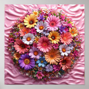 Poster Arte Floral Romântica para Parede para Noiva e Dec