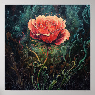 Poster Arte Floral Rosa Rústica Diy Decoração