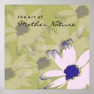 Poster Arte Floral Rosa Verde Margarida Rosa
