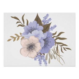 Pôster Arte Floral Rosa Vintage    Flores Botânicas Retrô