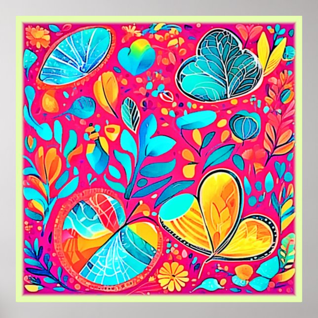 Poster Arte Floral Vibrante (Frente)