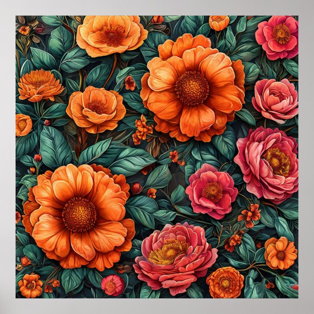 Poster 🌺 Arte Floral Vibrante para Decoração de Casa Mod (Frente)