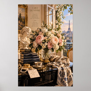 Poster Arte Floral Vintage de Paris para Parede