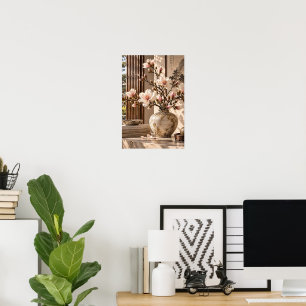 Poster Arte Floral Vintage Elegante na Parede – Flor Botâ