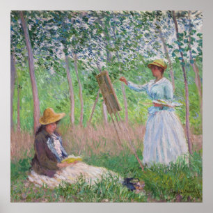 Poster Arte Florestal Vintage de Monet com Luz do Sol Sal