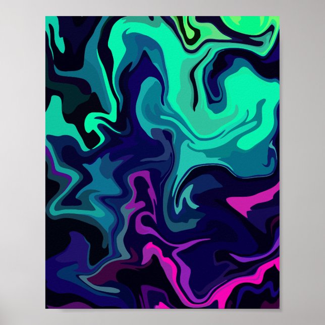 Poster Arte Fluida Abstrata com Cores Vibrantes  (Frente)