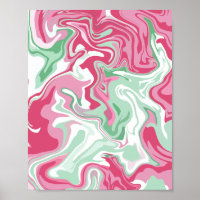 Arte fluida com espirais cor-de-rosa, verde e bran