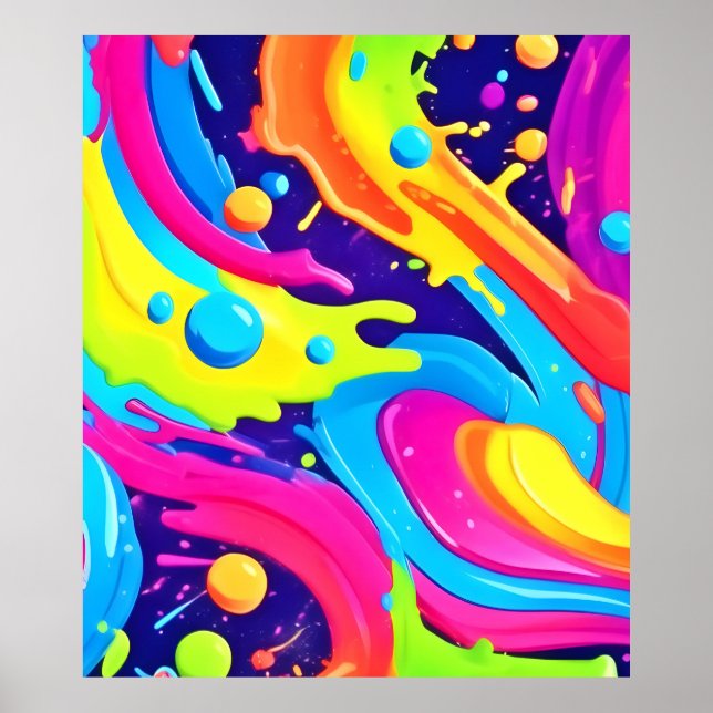 Poster Arte Fluida em Neon (Frente)