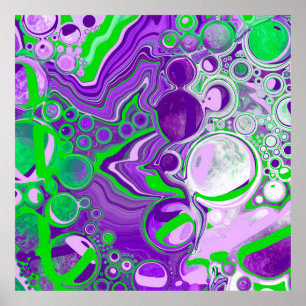 Poster Arte Fluida Marble Roxo e Verde limão