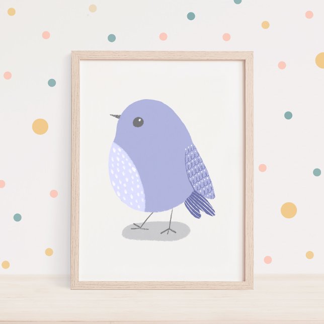 Poster Arte Fofa de Berçário de Pássaros Lavanda Desenhad (Criador carregado)