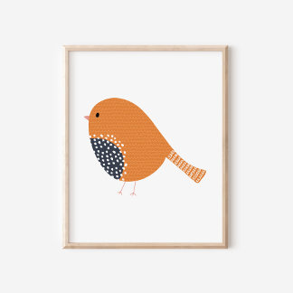 Poster Arte Fofa de Canário Desenhada à Mão