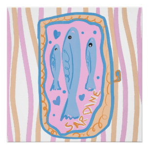Pôster Arte Fofo de Sardinha