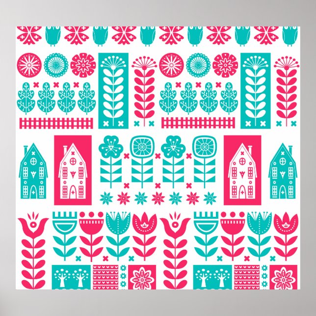 Poster Arte Folclórica Escandinava: Vintage Invisível (Frente)