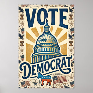 Poster Arte Folclórica Patriótica Americana Vintage Voto 