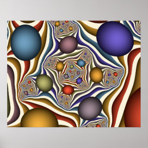 Poster Arte Fractal Abstrata, Colorida e Moderna Voando A