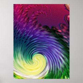Poster Arte Fractal Abstrata Vórtice Cósmico Psicodélico