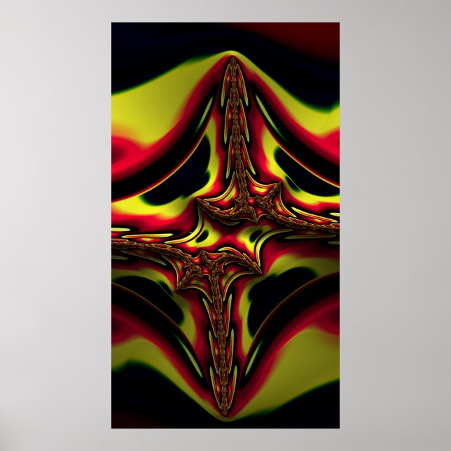 Poster Arte Fractal abstrato, Vermelha e Alienígena Amare (Frente)