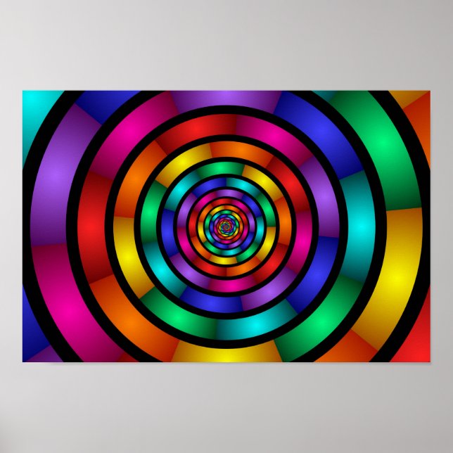 Pôster Arte Fractal Arredondada e Psicodélica Colorida Mo (Frente)