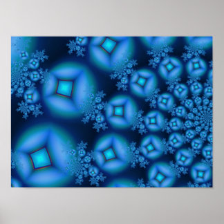 Pôster Arte Fractal Bela Azul Diamond