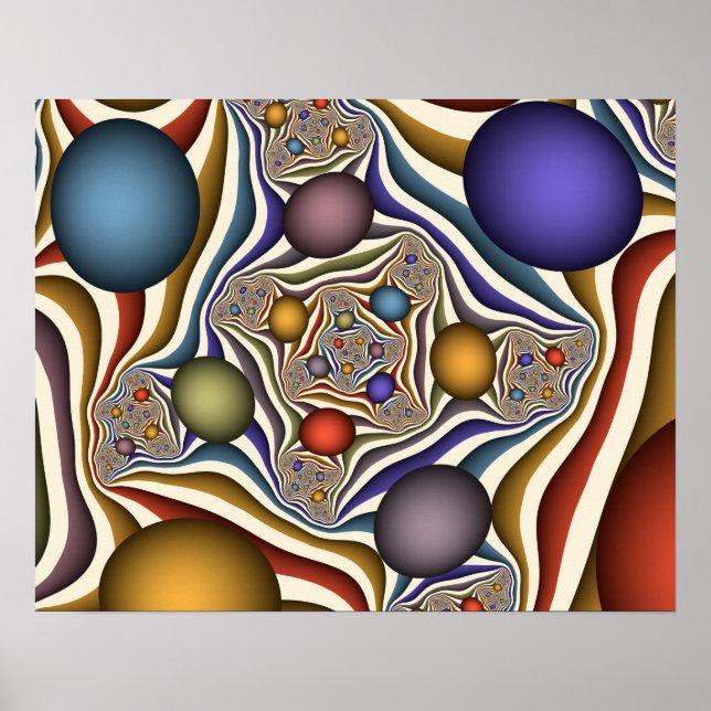 Poster Arte Fractal, Colorida, Moderna, Abstrato (Frente)