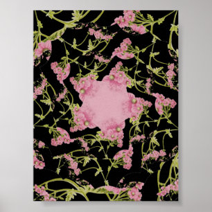 Poster Arte fractal de Aquiles, rosa e preto