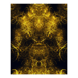 Pôster Arte Fractal de Energia de Plasma Dourado