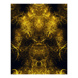 Pôster Arte Fractal de Energia de Plasma Dourado