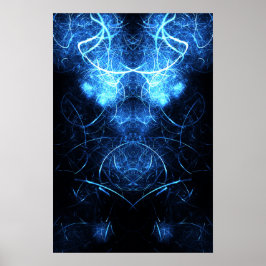 Poster Arte Fractal de Energia Nebulosa Azul