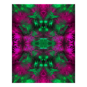Pôster Arte Fractal de Energia Neon Psicodélica