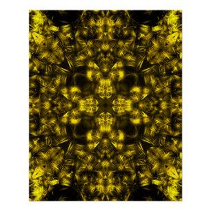 Pôster Arte Fractal de Energia Sagrada Dourada