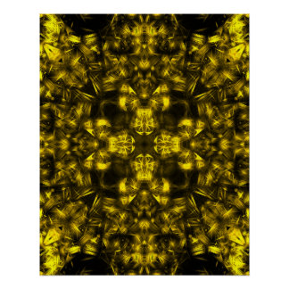Pôster Arte Fractal de Energia Sagrada Dourada
