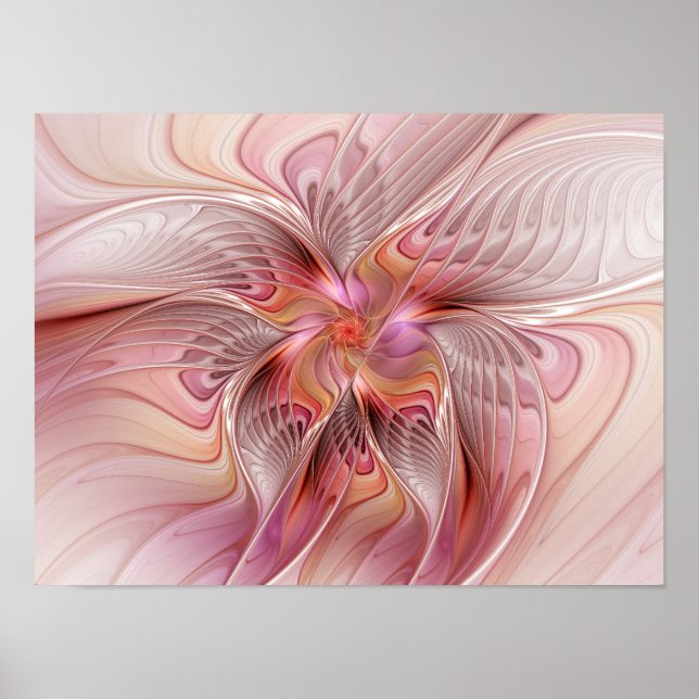 Poster Arte Fractal de Fantasia Colorida Borboleta Abstra (Frente)