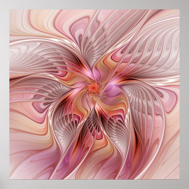 Poster Arte Fractal de Fantasia Colorida Borboleta Abstra (Frente)