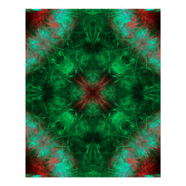 Pôster Arte Fractal de Geometria Sagrada Esmeralda