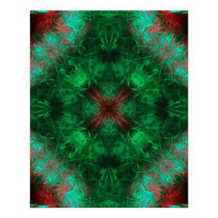 Pôster Arte Fractal de Geometria Sagrada Esmeralda