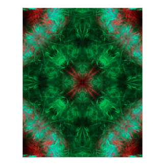 Pôster Arte Fractal de Geometria Sagrada Esmeralda