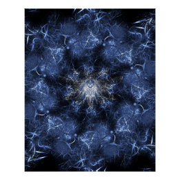 Pôster Arte Fractal de Plasma Azul Elétrico