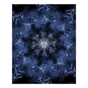 Pôster Arte Fractal de Plasma Azul Elétrico