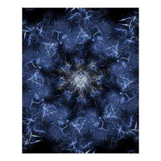 Pôster Arte Fractal de Plasma Azul Elétrico