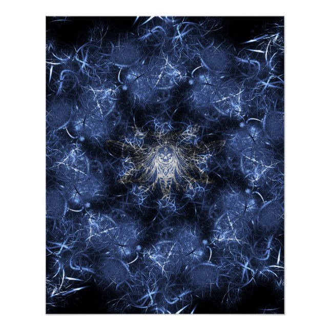 Pôster Arte Fractal de Plasma Azul Elétrico (Frente)