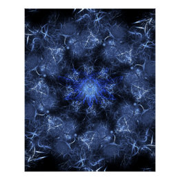 Pôster Arte Fractal de Plasma Azul Elétrico