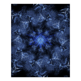 Pôster Arte Fractal de Plasma Azul Elétrico