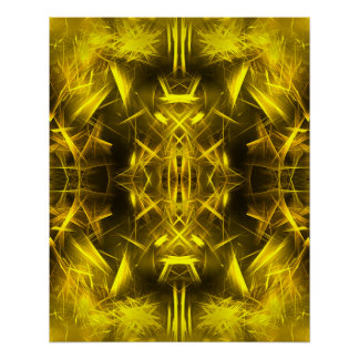 Pôster Arte Fractal de Plasma Elétrico Dourado