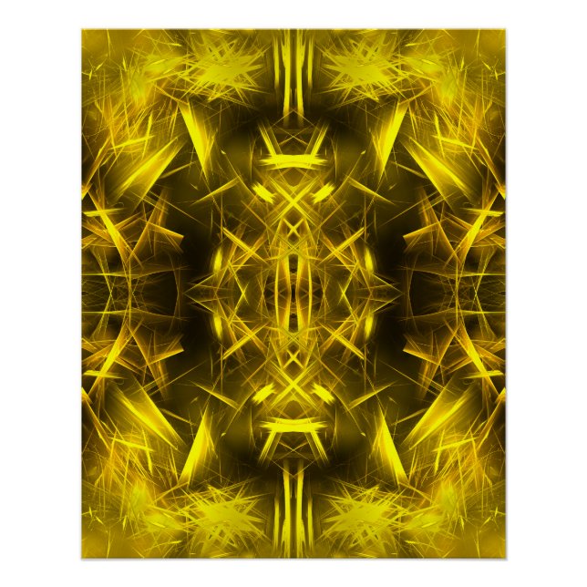 Pôster Arte Fractal de Plasma Elétrico Dourado (Frente)