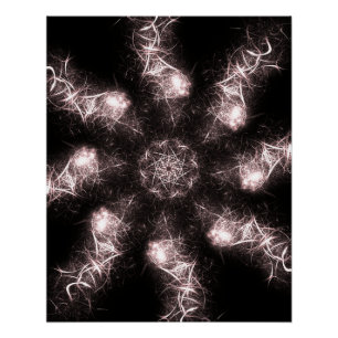 Pôster Arte Fractal de Plasma Relâmpago Branco