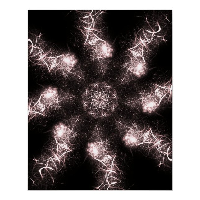 Pôster Arte Fractal de Plasma Relâmpago Branco (Frente)