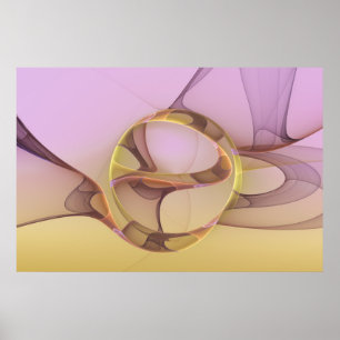 Poster Arte fractal dourada rosa moderna abstrata