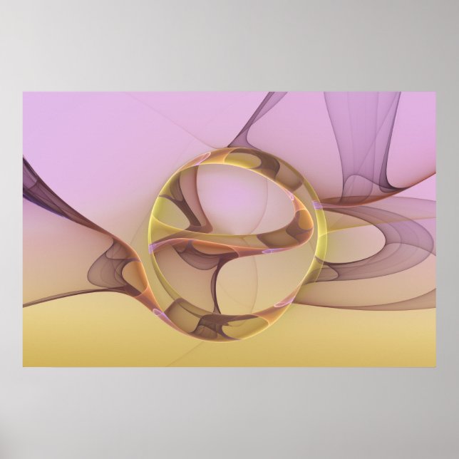 Poster Arte fractal dourada rosa moderna abstrata (Frente)