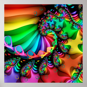 Pôster Arte Fractal Espiral Melódico Arco-íris Melódico