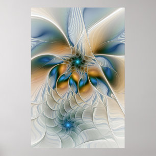 Poster Arte Fractal, Fantástica, Abstrato, Com Azul